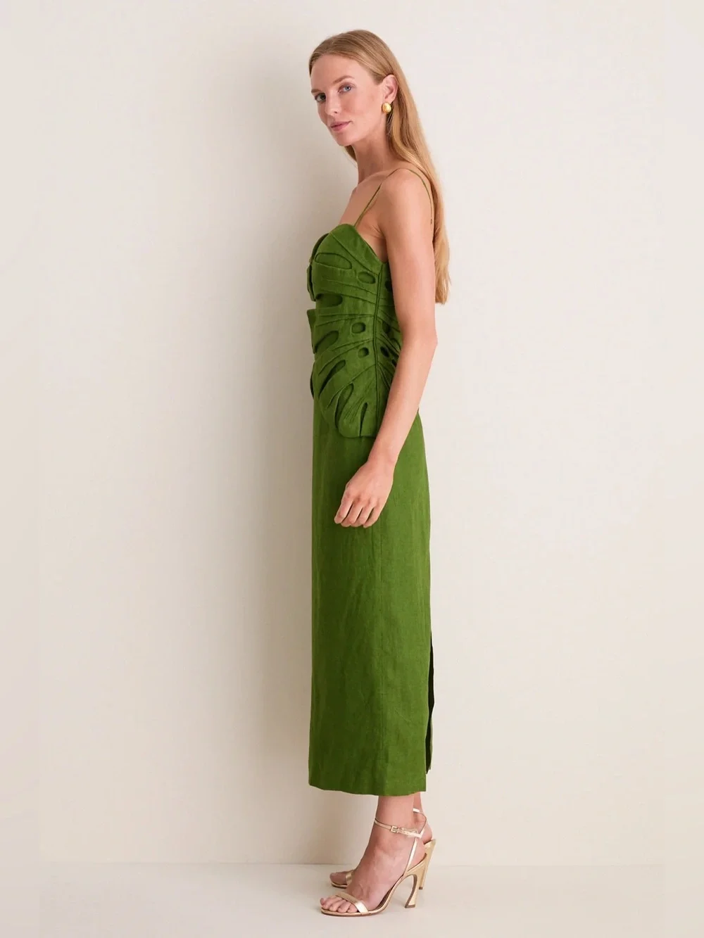 Farm Rio: Green Monstera Leaf Sleeveless Euroflax Premium Linen Maxi
Dress S - Picture 5 of 8